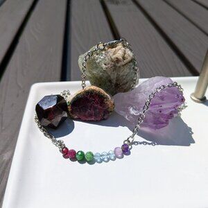 Garnet Ruby Zoisite Aquamarine Amethyst Gemstone Necklace